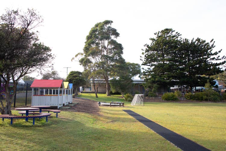 Oval with cubby houses.