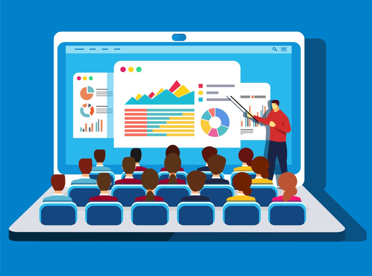 students learning online