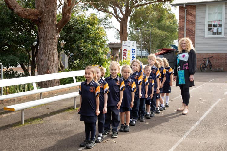 Students lining up to start the day